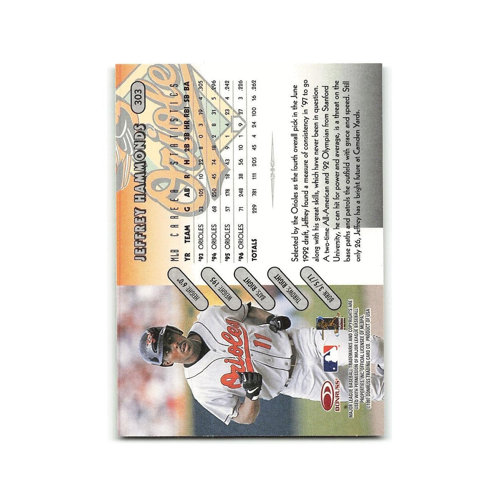 Jeffrey Hammonds 1997 Donruss #303 Baltimore Orioles Baseball Card NM