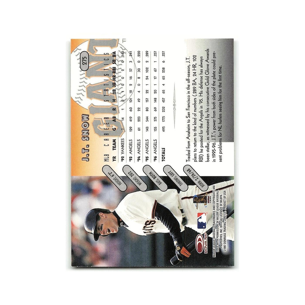 J.T. Snow 1997 Donruss #275 San Francisco Giants Baseball Card NM