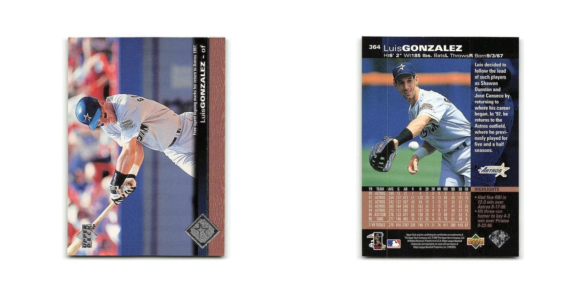 Luis Gonzalez 1997 Upper Deck #364 Houston Astros Baseball Card NM