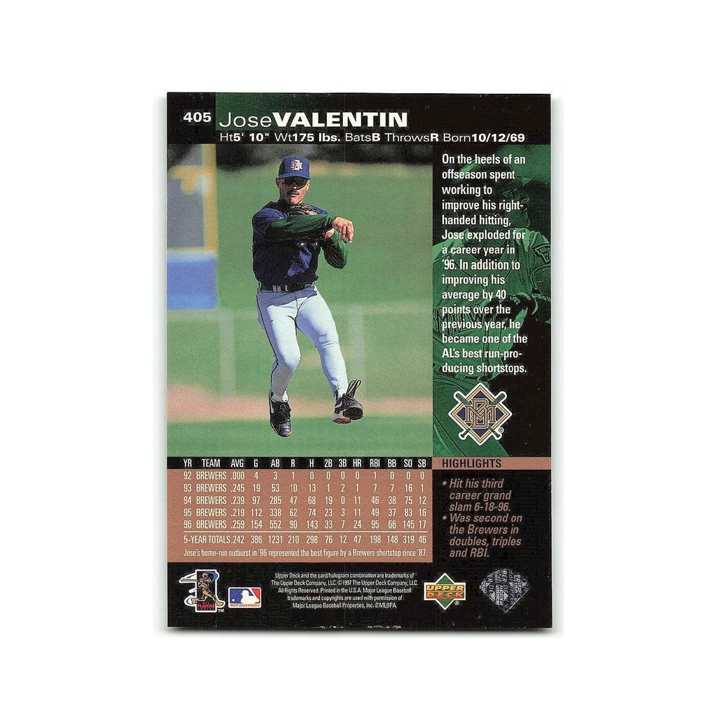 Jose Valentin 1997 Upper Deck #405 Los Angeles Dodgers Baseball Card NM