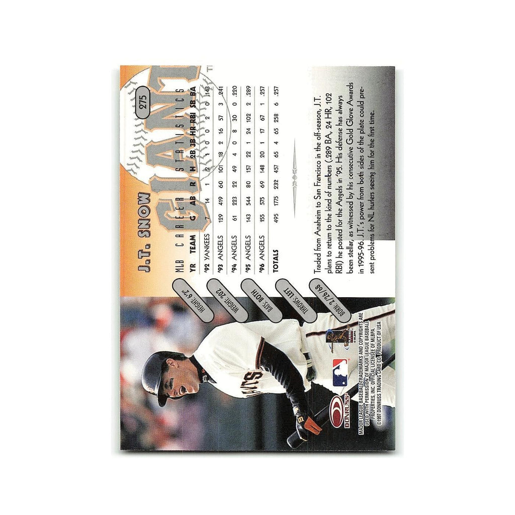 J.T. Snow 1997 Donruss #275 San Francisco Giants Baseball Card NM