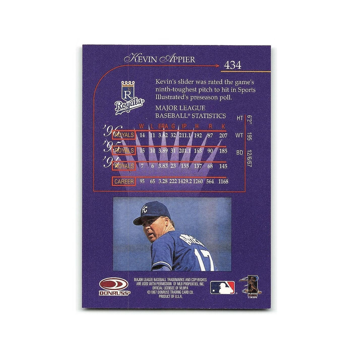 Kevin Appier 1997 Donruss #434 Kansas City Royals Baseball Card NM