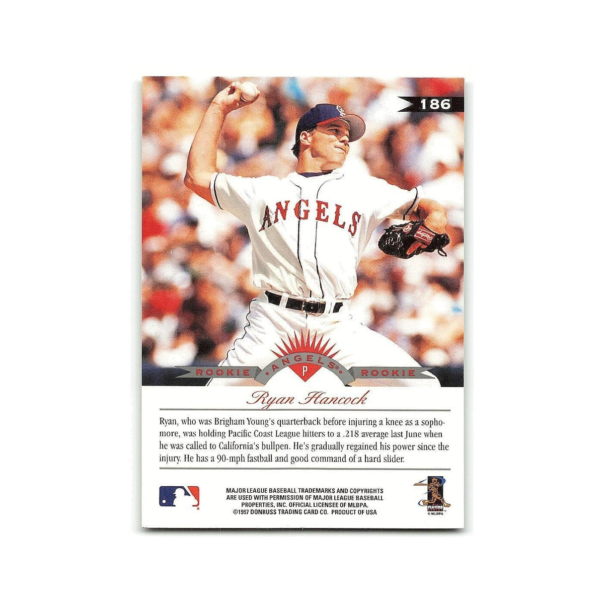 Ryan Hancock Rookie 1997 Leaf #186 Anaheim Angels Baseball Card NM