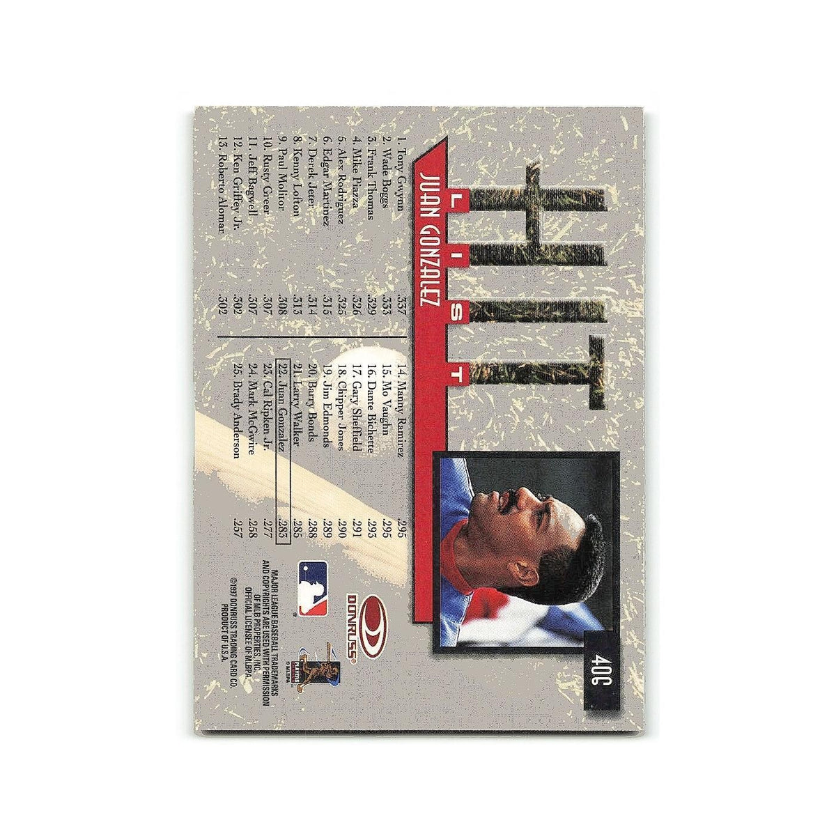 Juan Gonzalez 1997 Donruss #406 Texas Rangers Baseball Card NM