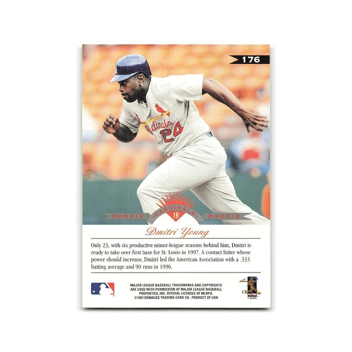 Dmitri Young Rookie 1997 Leaf #176 St. Louis Cardinals Baseball Card NM