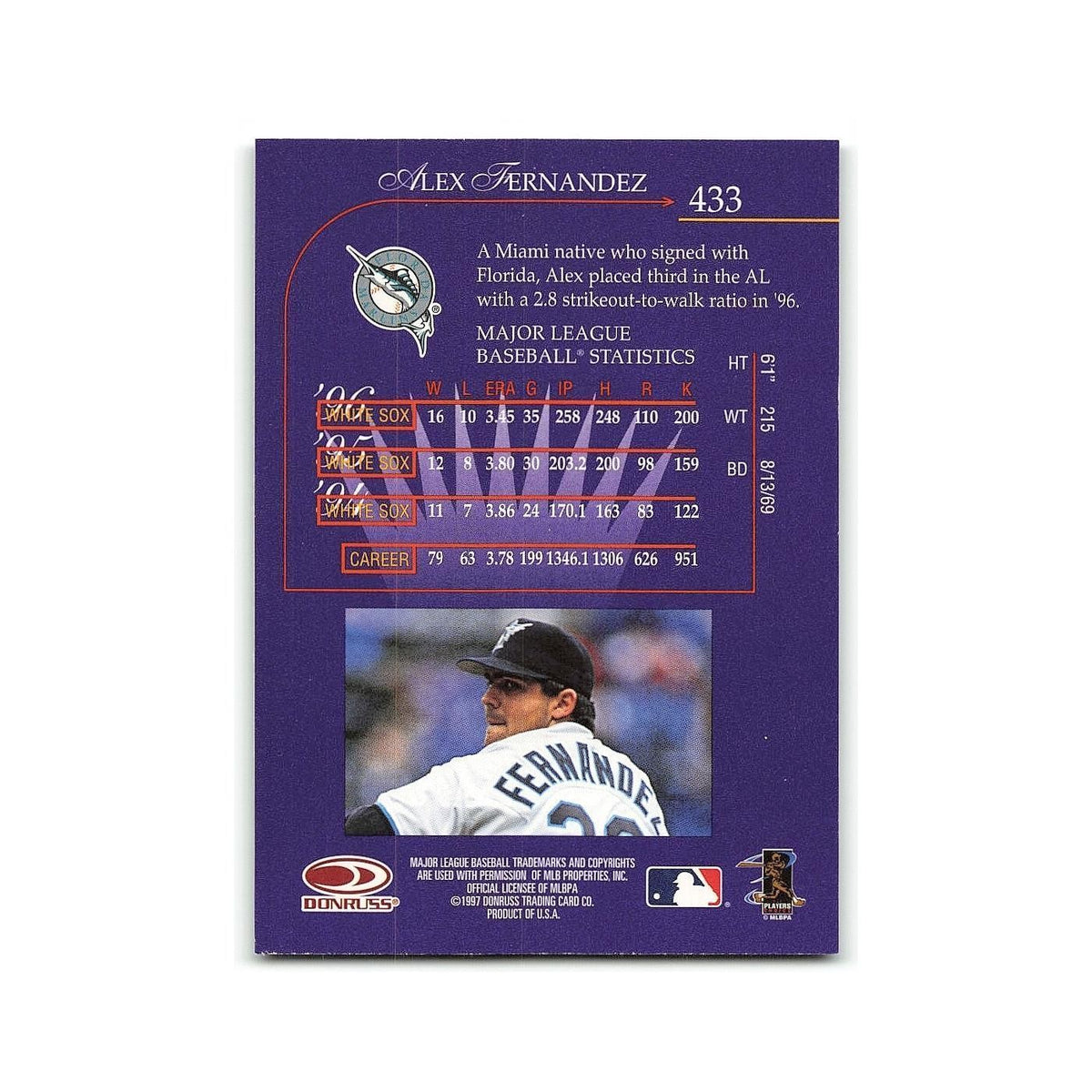 Alex Fernandez 1997 Donruss #433 Florida Marlins Baseball Card NM