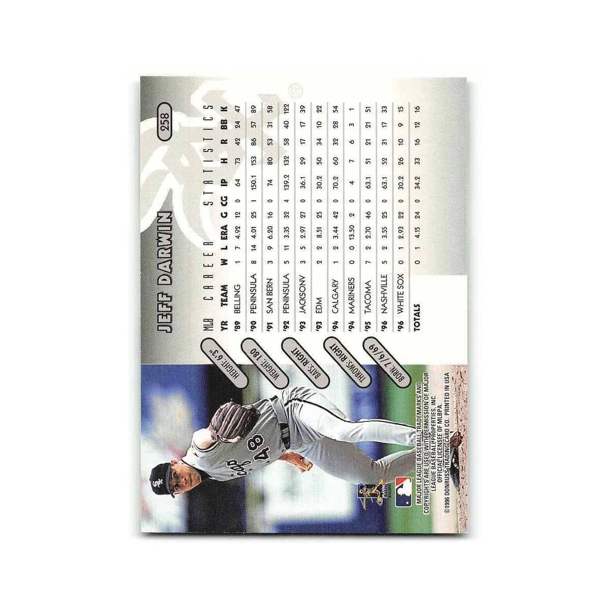 Jeff Darwin 1997 Donruss #258 Chicago White Sox Baseball Card NM