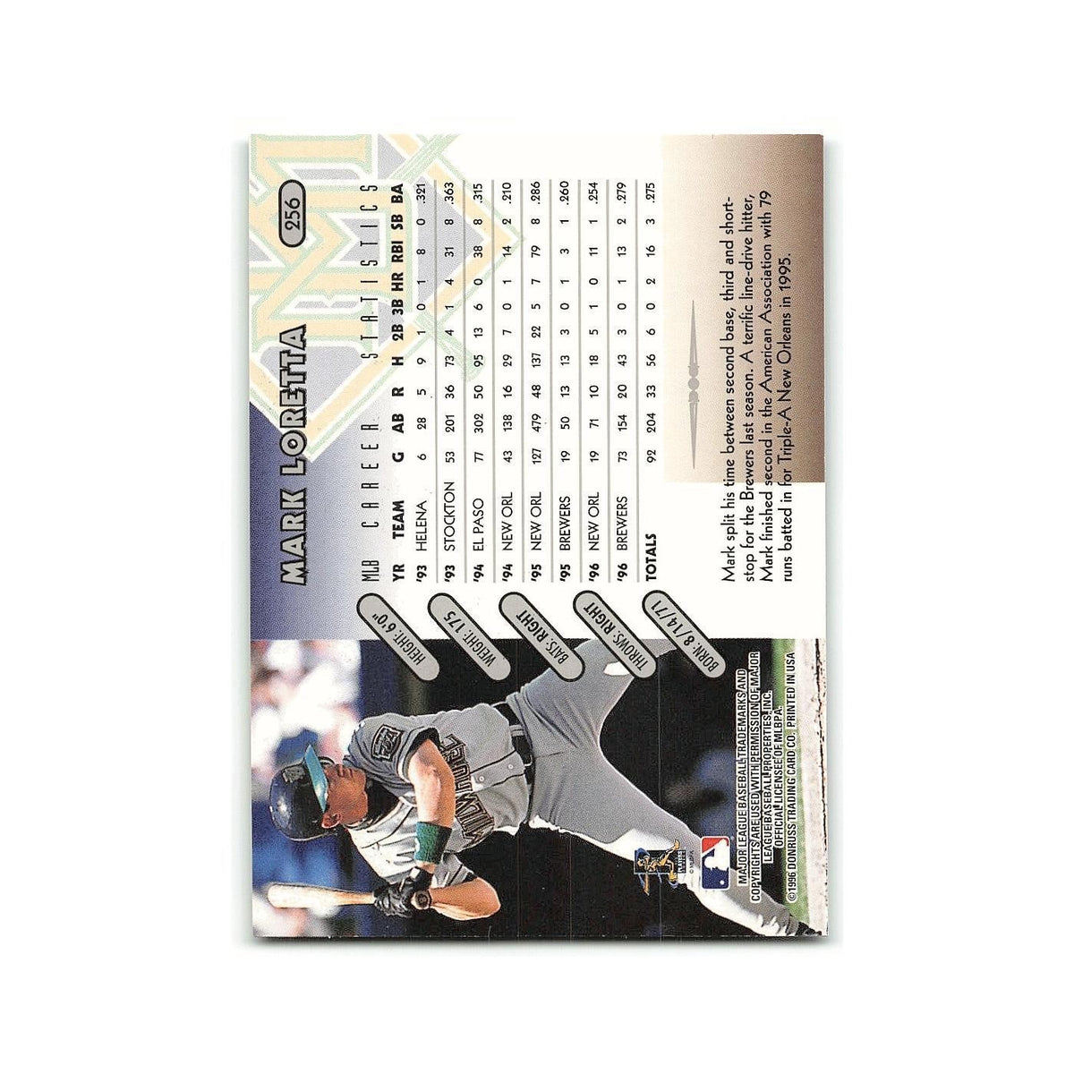 Mark Loretta 1997 Donruss #256 Milwaukee Brewers Baseball Card NM