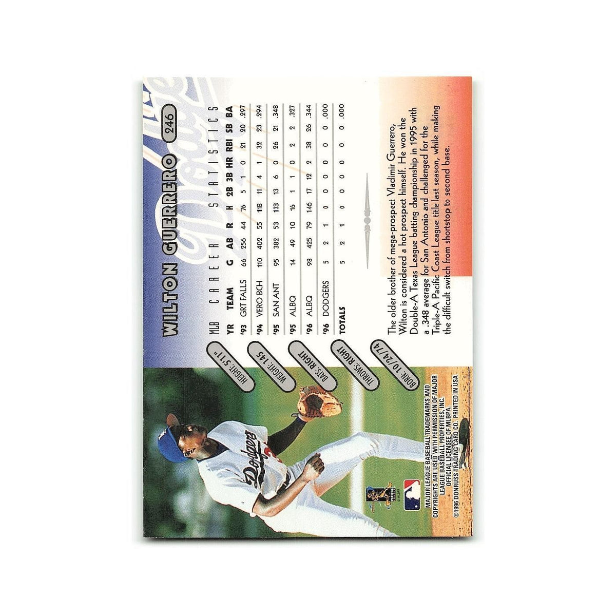 Wilton Guerrero 1997 Donruss #246 Los Angeles Dodgers Baseball Card NM