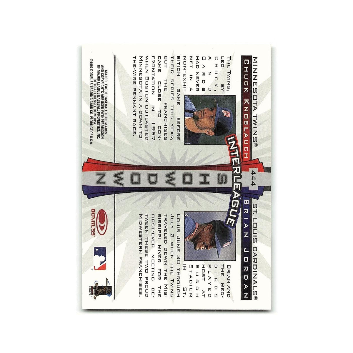 Chuck Knoblauch Brian Jordan 1997 Donruss #444 NM