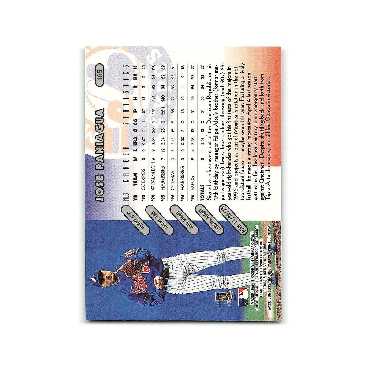 Jose Paniagua 1997 Donruss #165 Montreal Expos Baseball Card NM