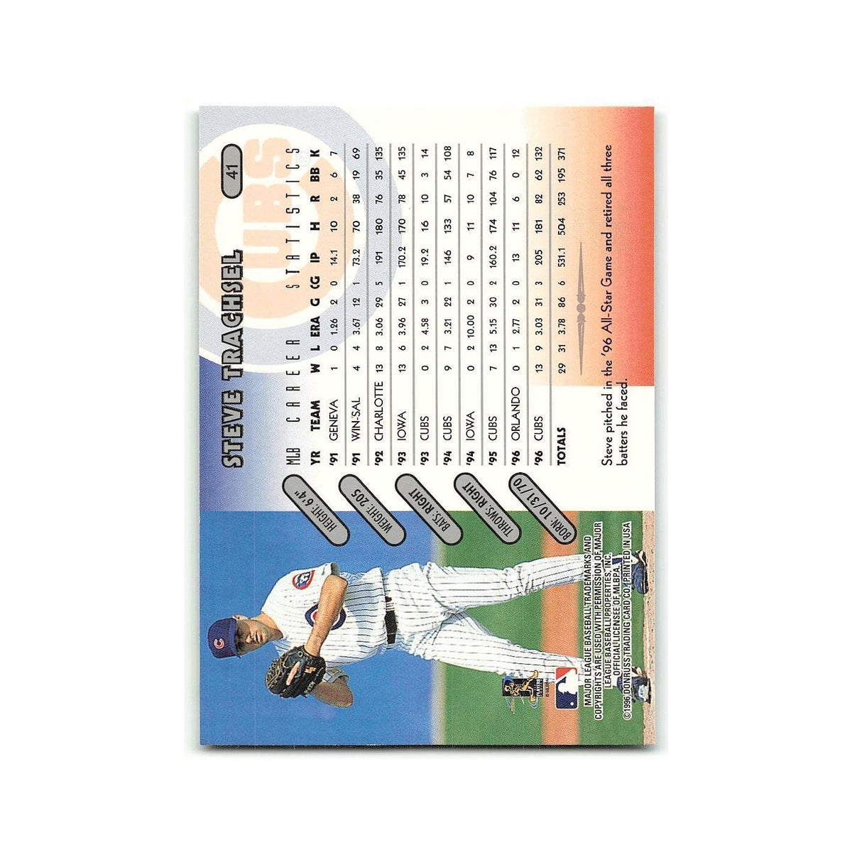 Steve Trachsel 1997 Donruss #41 Chicago Cubs Baseball Card NM