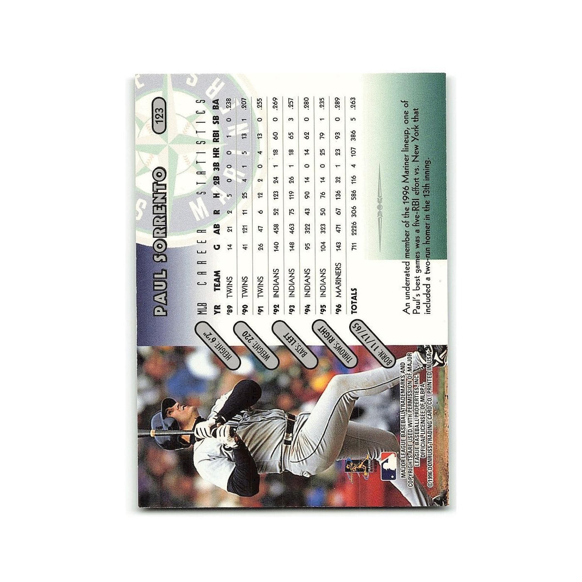 Paul Sorrento 1997 Donruss #123 Seattle Mariners Baseball Card NM