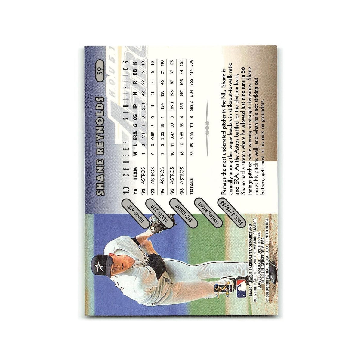 Shane Reynolds 1997 Donruss #59 Houston Astros Baseball Card NM