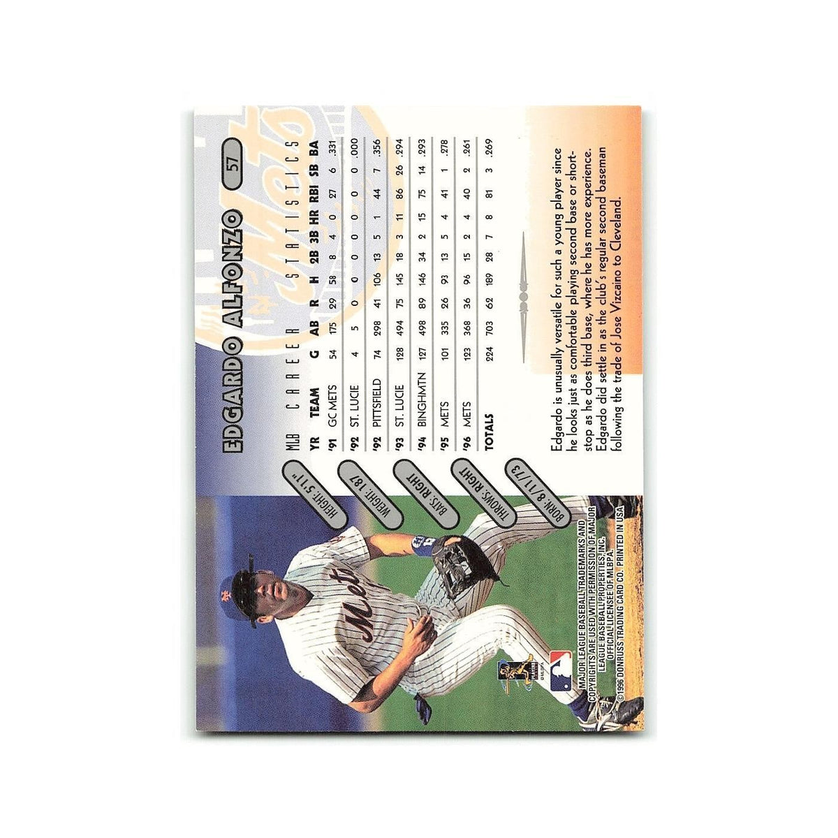 Edgardo Alfonzo 1997 Donruss #57 New York Mets Baseball Card NM