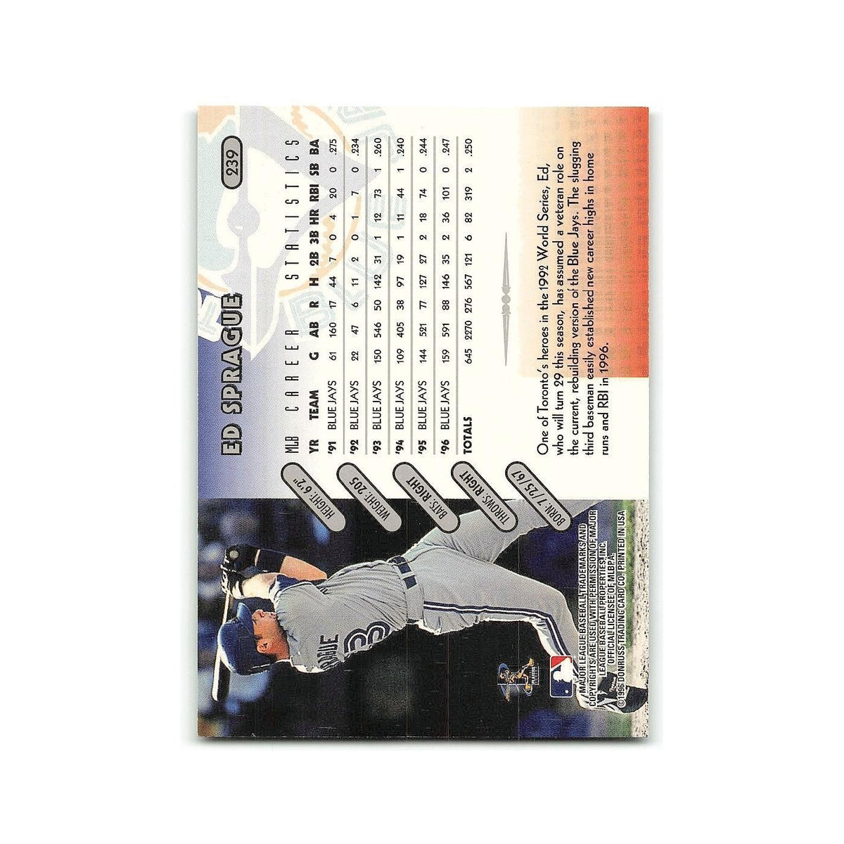 Ed Sprague 1997 Donruss #239 Toronto Blue Jays Baseball Card NM