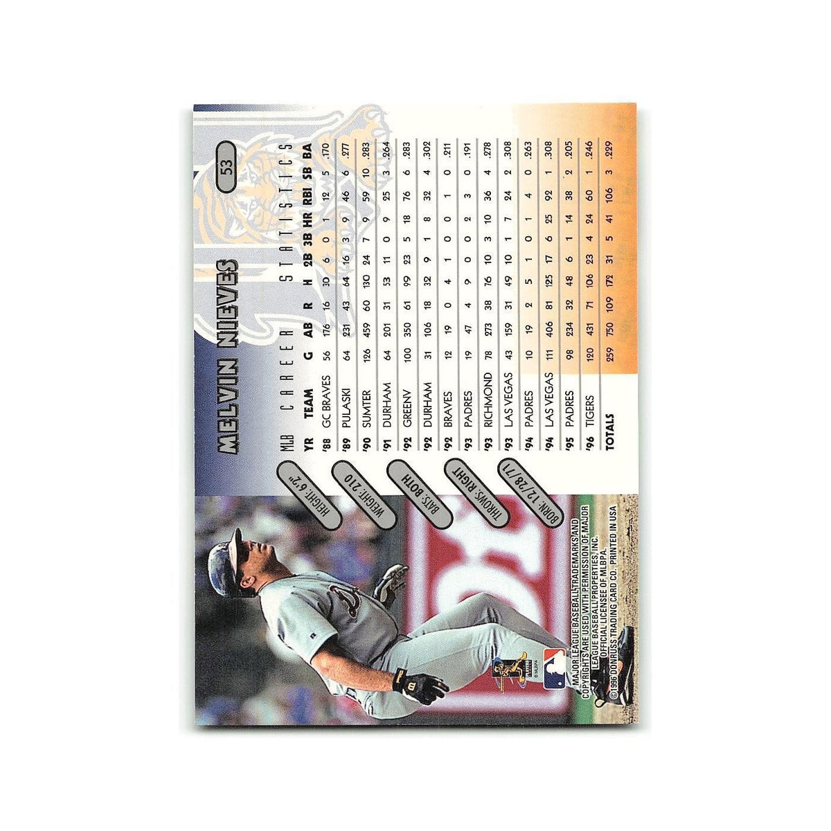 Melvin Nieves 1997 Donruss #53 Detroit Tigers Baseball Card NM