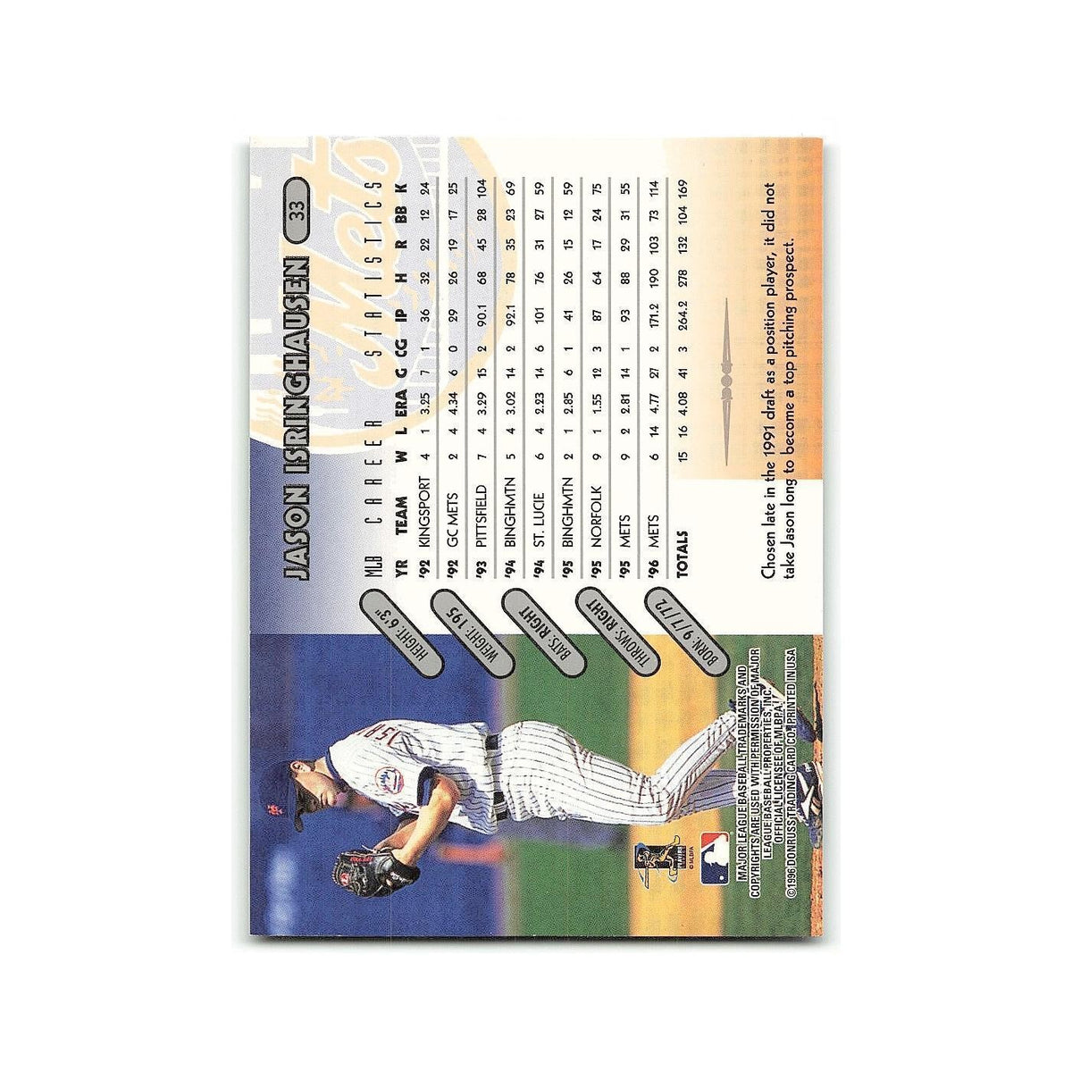 Jason Isringhausen 1997 Donruss #33 New York Mets Baseball Card NM