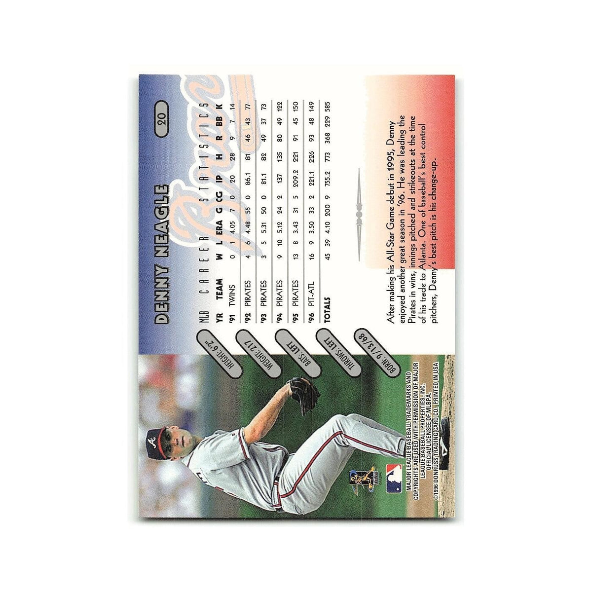 Denny Neagle 1997 Donruss #20 Atlanta Braves Baseball Card NM