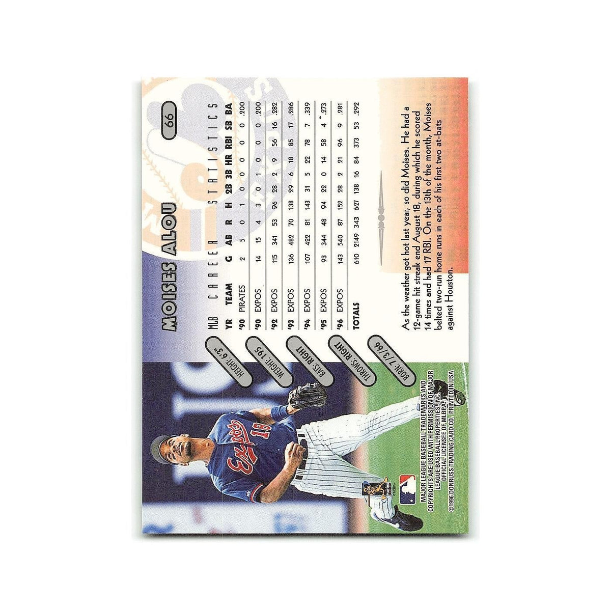 Moises Alou 1997 Donruss #66 Montreal Expos Baseball Card NM