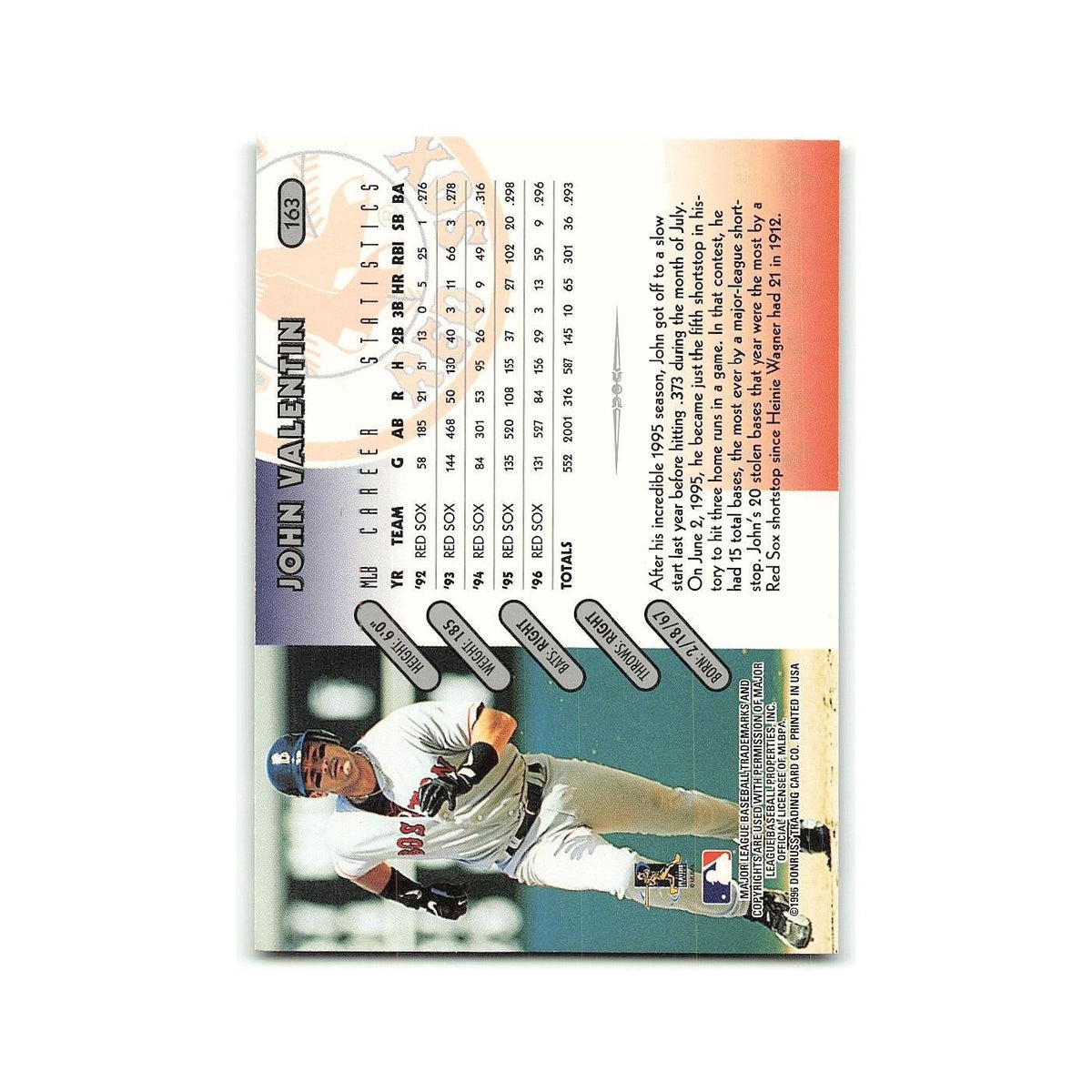John Valentin 1997 Donruss #163 Boston Red Sox Baseball Card NM