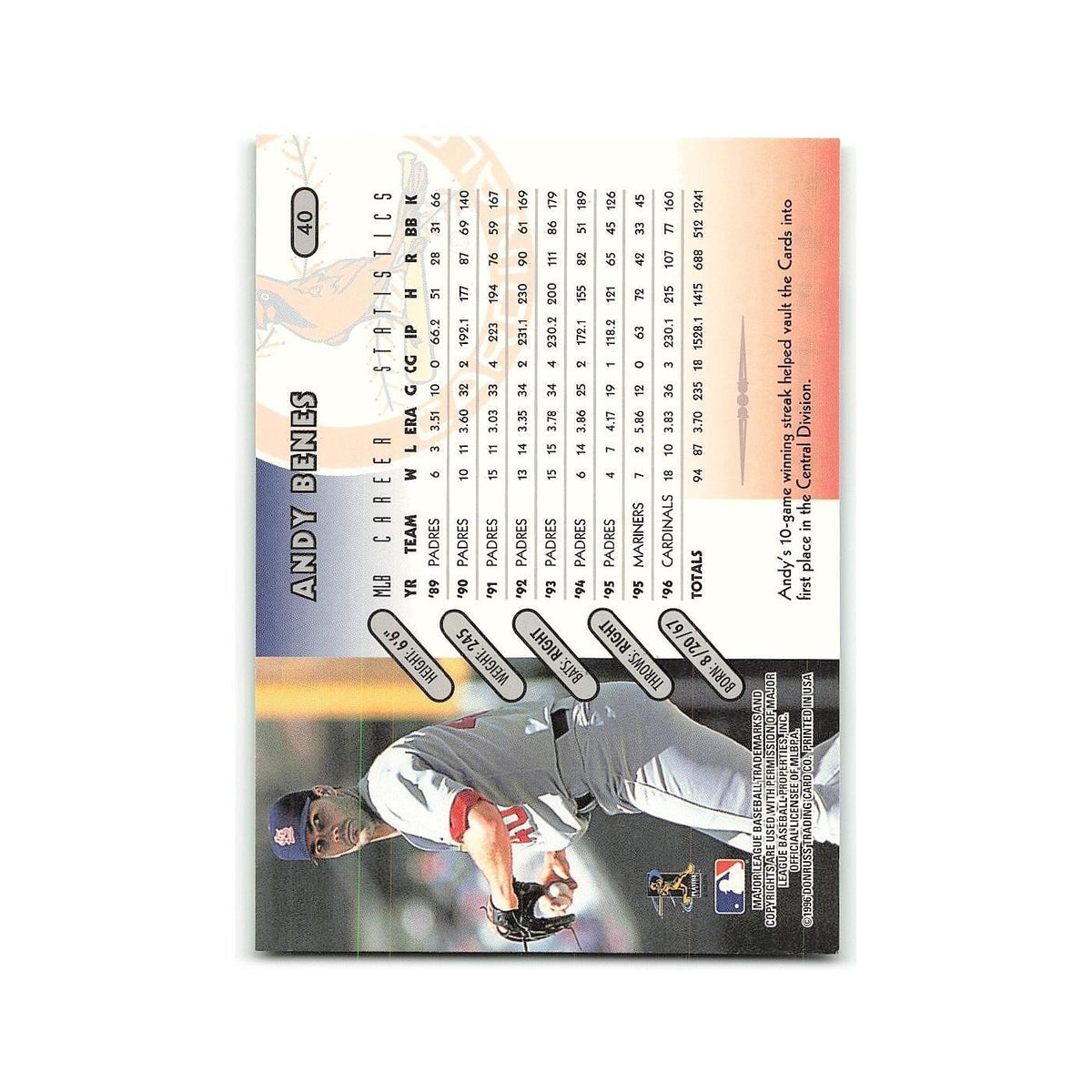Andy Benes 1997 Donruss #40 St. Louis Cardinals Baseball Card NM