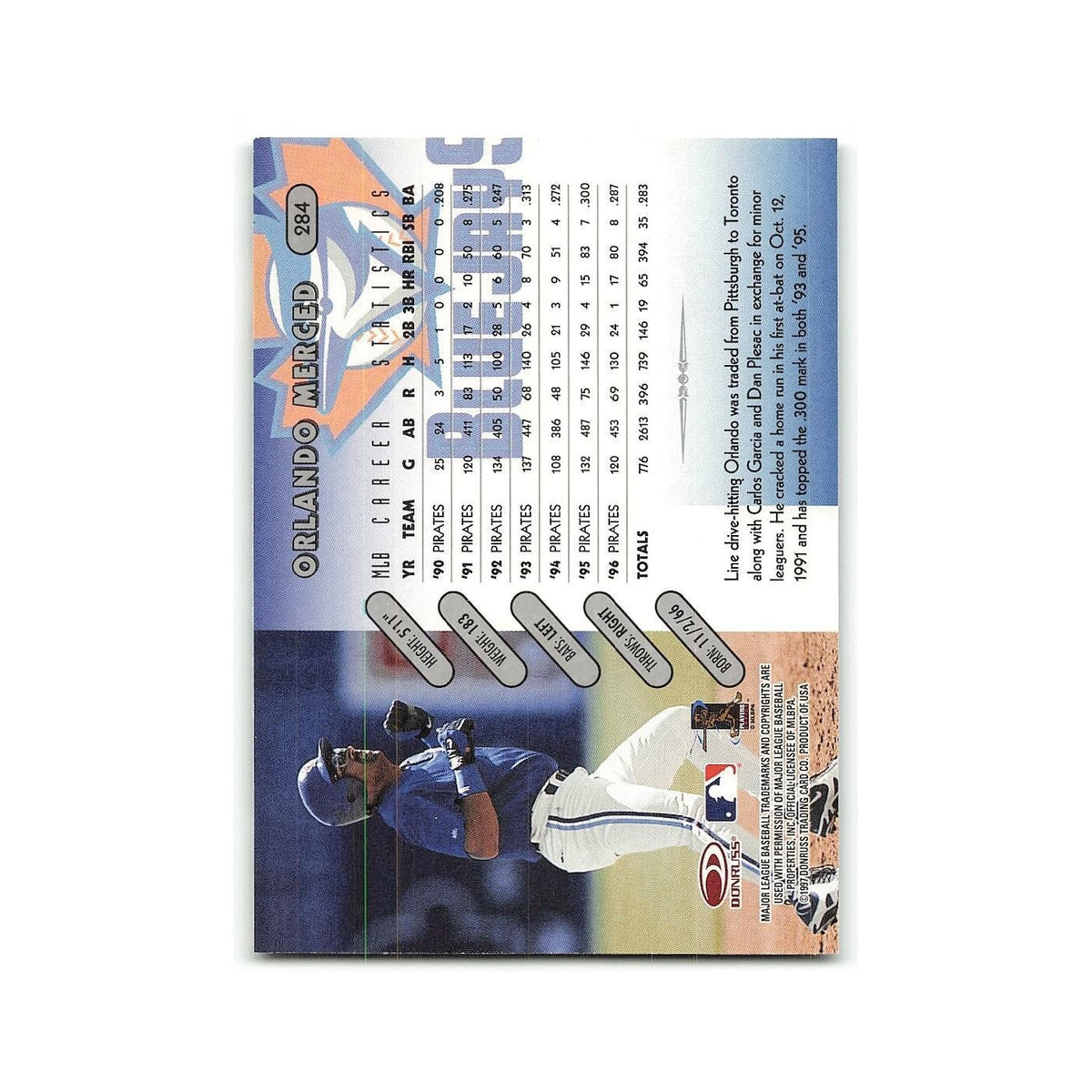 Orlando Merced 1997 Donruss #284 Toronto Blue Jays Baseball Card NM