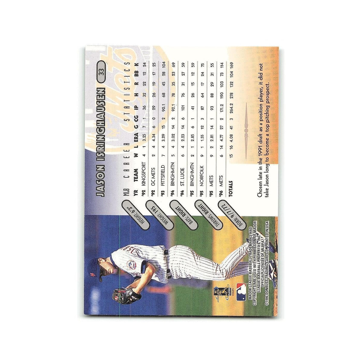 Jason Isringhausen 1997 Donruss #33 New York Mets Baseball Card NM