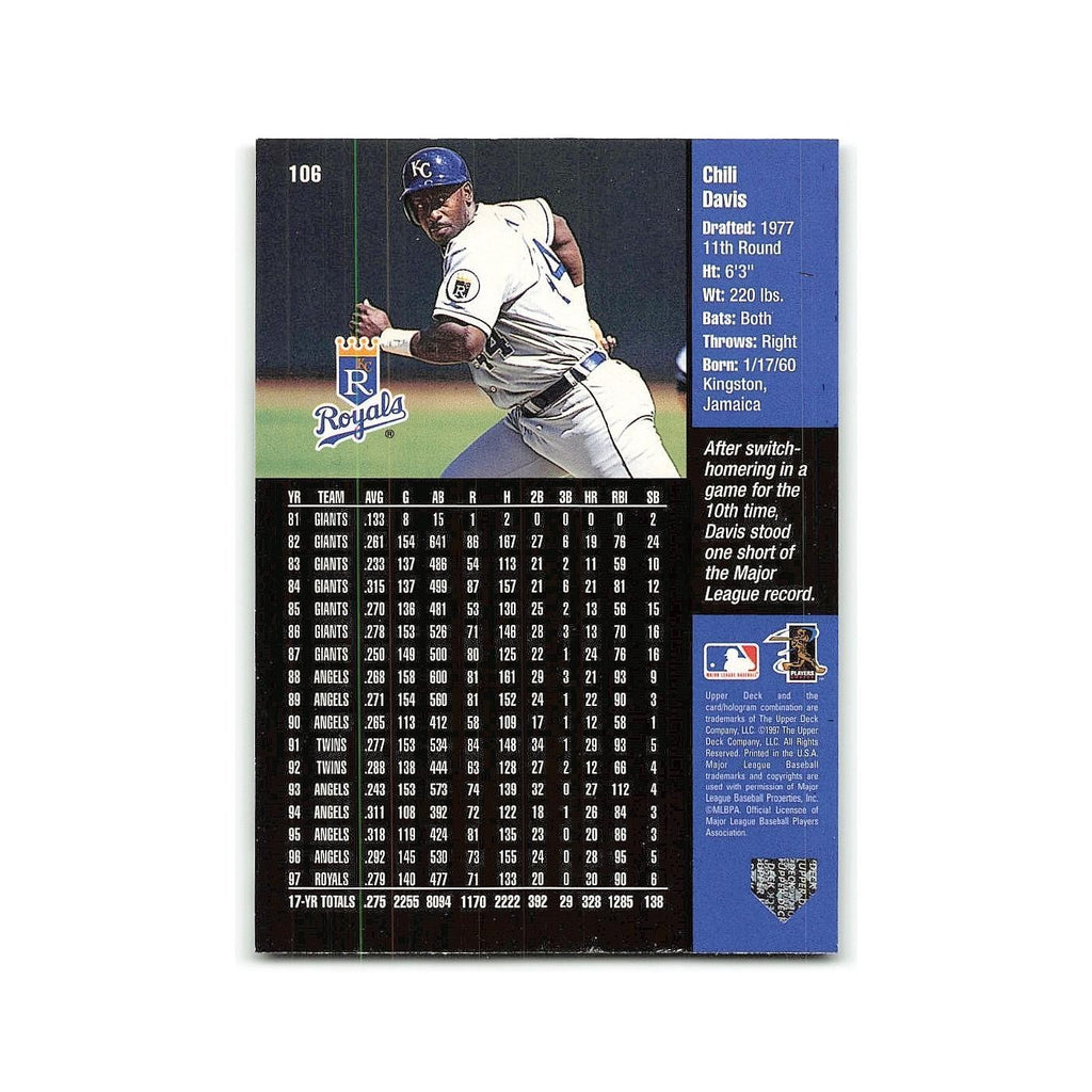 Chili Davis 1998 Upper Deck #106 Kansas City Royals Baseball Card NM