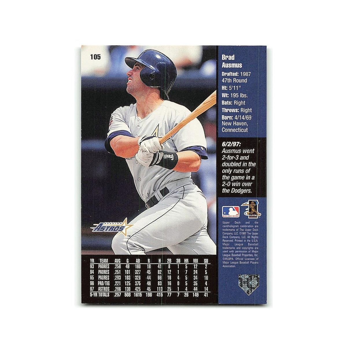 Brad Ausmus 1998 Upper Deck #105 Houston Astros Baseball Card NM
