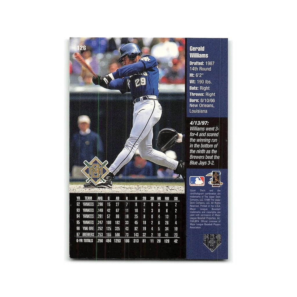 Gerald Williams 1998 Upper Deck #126 Milwaukee Brewers Baseball Card NM