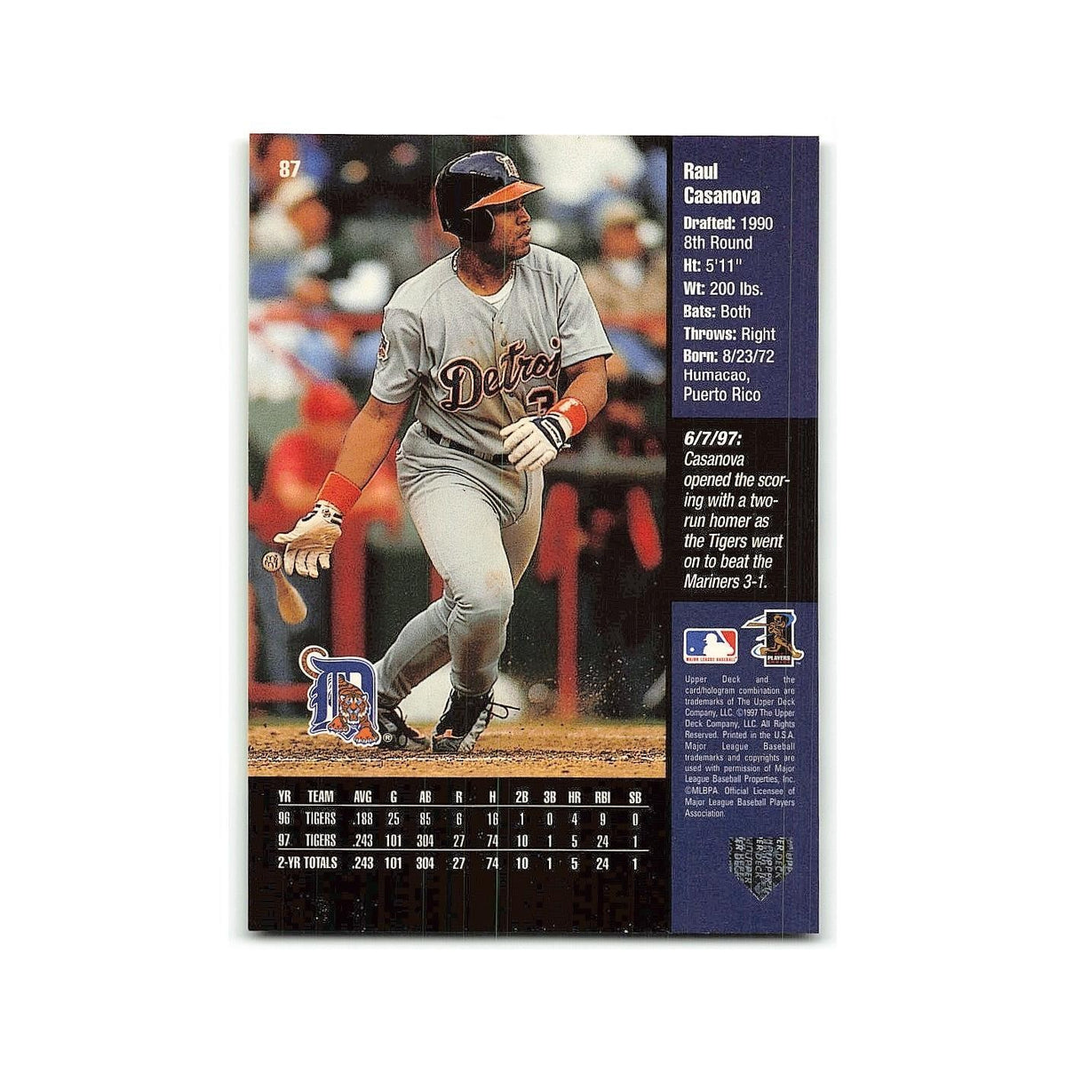 Raul Casonva 1998 Upper Deck #87 Detroit Tigers Baseball Card NM