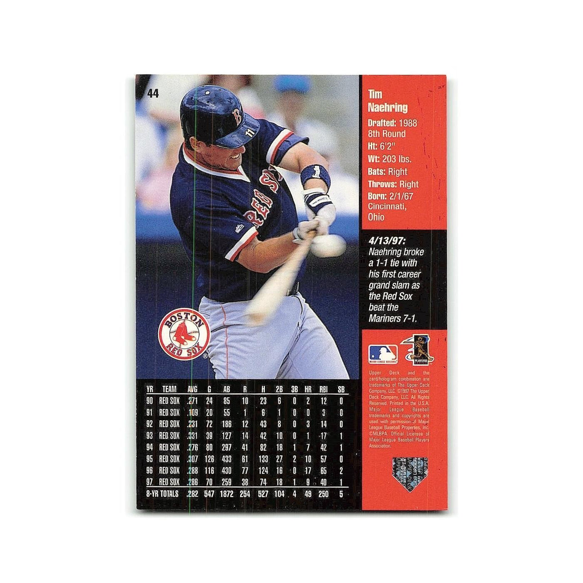 Tim Naehring 1998 Upper Deck #44 Boston Red Sox Baseball Card NM