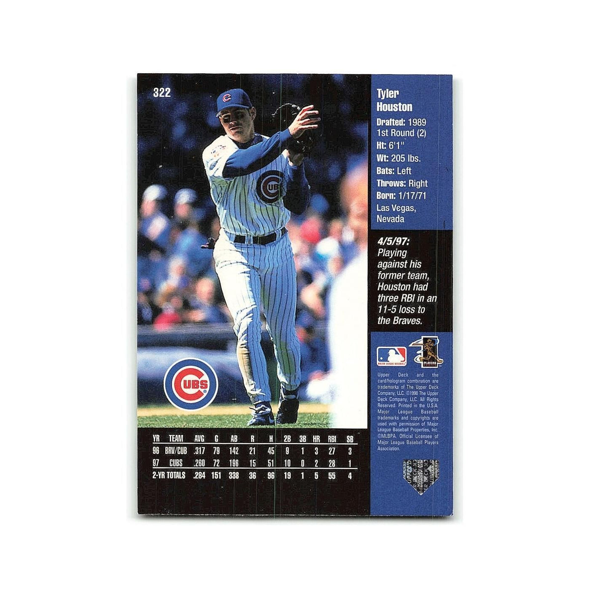Tyler Houston 1998 Upper Deck #322 Chicago Cubs Baseball Card NM