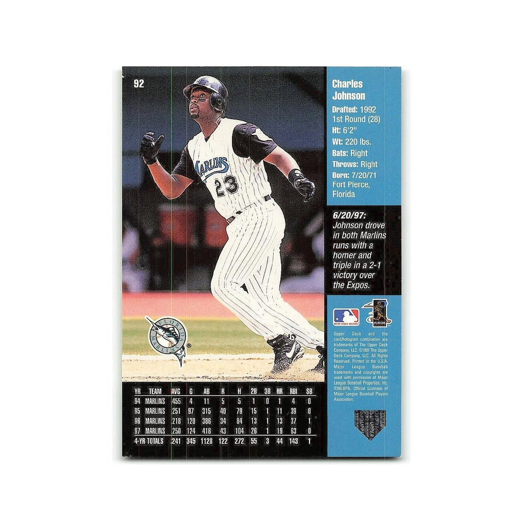 Charles Johnson 1998 Upper Deck #92 Florida Marlins Baseball Card NM