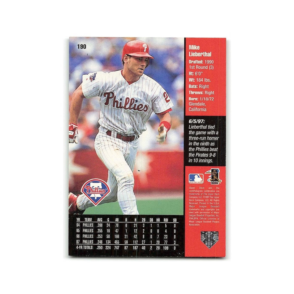 Mike Lieberthal 1998 Upper Deck #190 Philadelphia Phillies Baseball Card NM