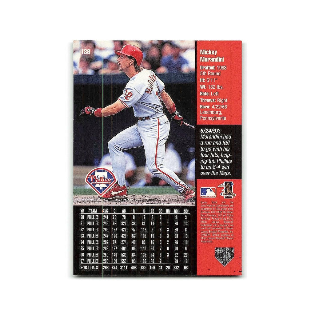 Mickey Morandini 1998 Upper Deck #189 Philadelphia Phillies Baseball Card NM