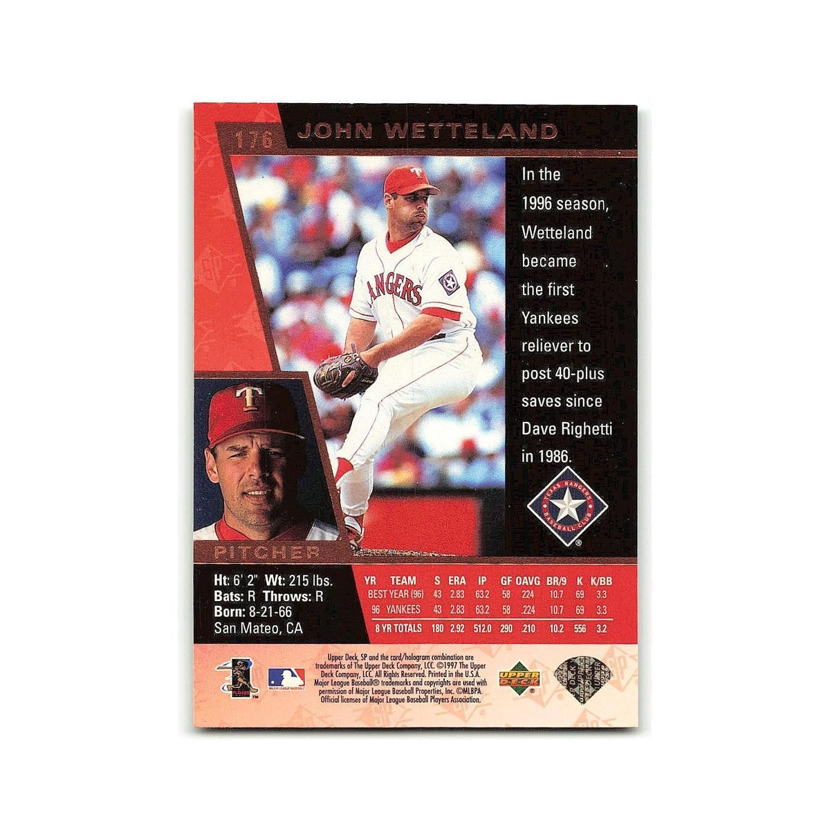 John Wetteland 1997 SP #176 Texas Rangers Baseball Card NM