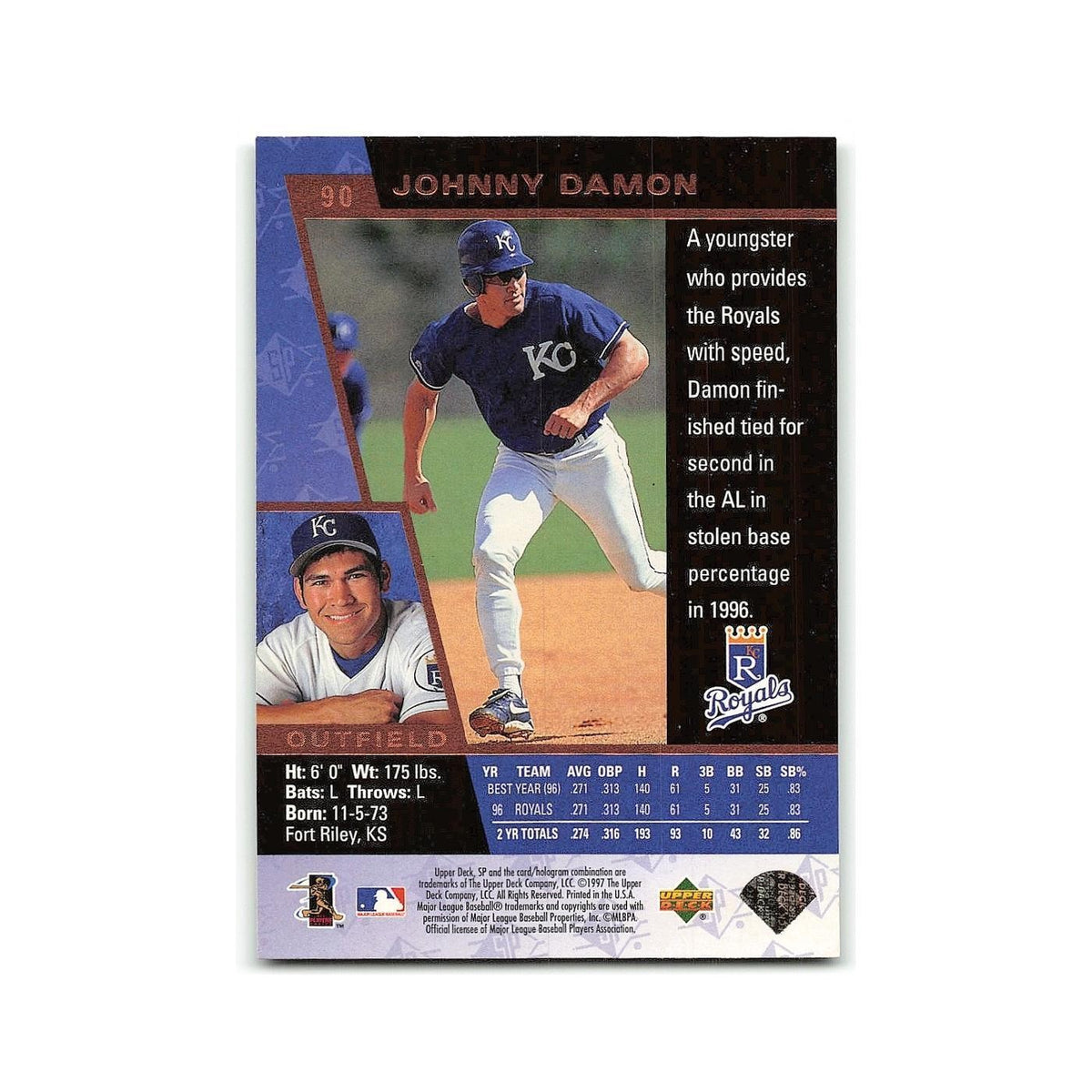 Johnny Damon 1997 SP #90 Kansas City Royals Baseball Card NM