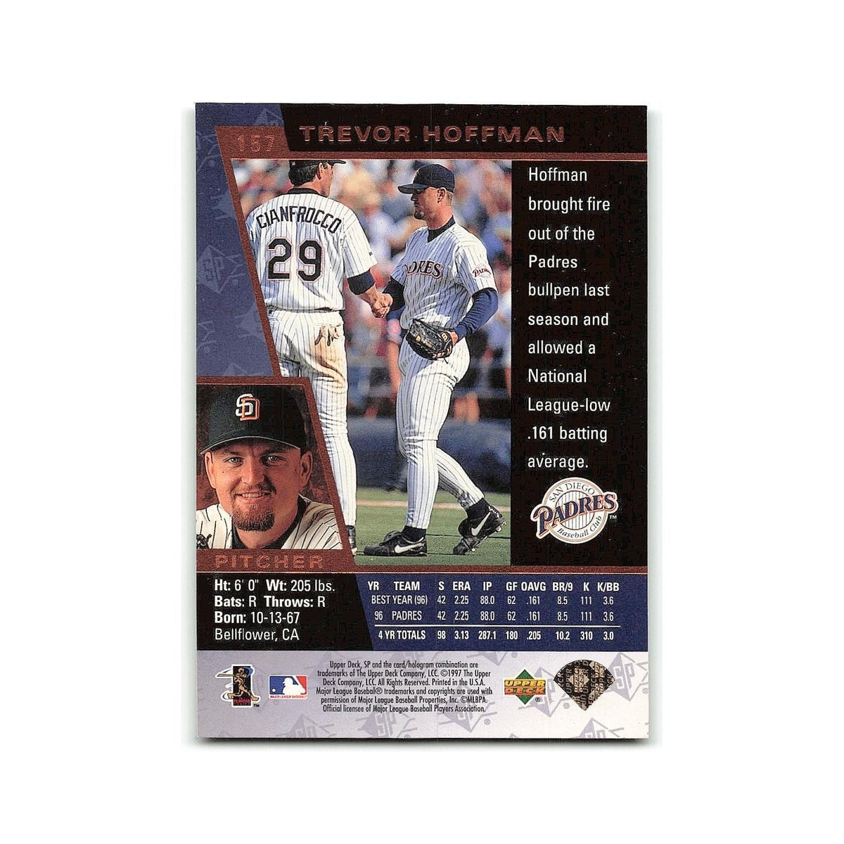 Trevor Hoffman 1997 SP #157 San Diego Padres Baseball Card NM