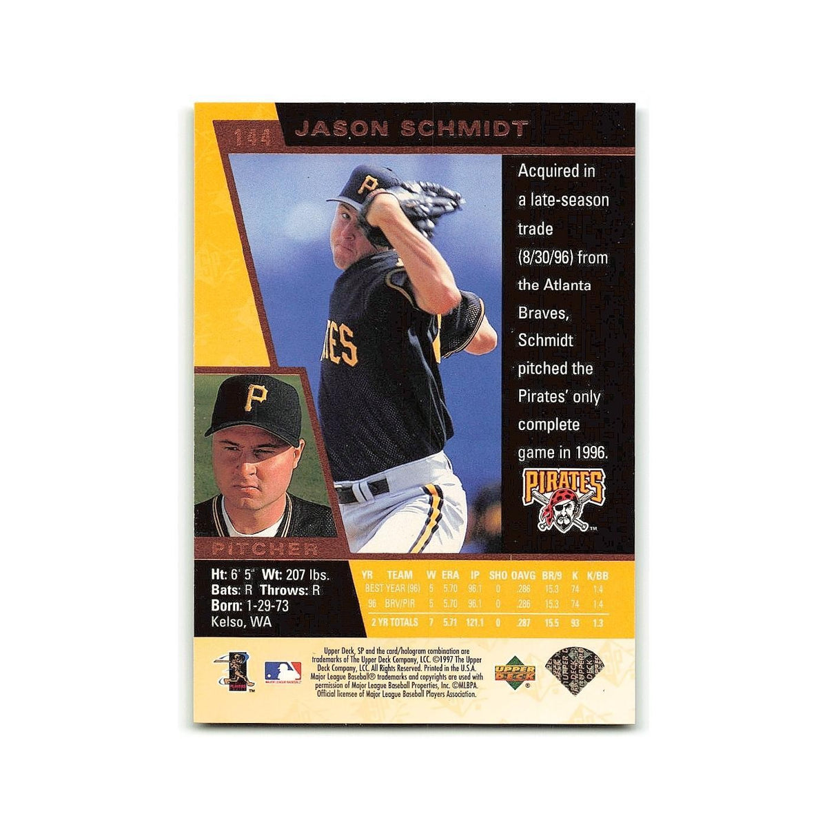 Jason Schmidt 1997 SP #144 Pittsburgh Pirates Baseball Card NM