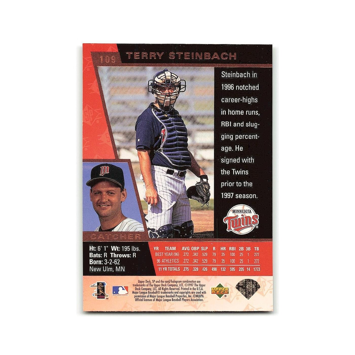Terry Steinbach 1997 SP #109 Minnesota Twins Baseball Card NM