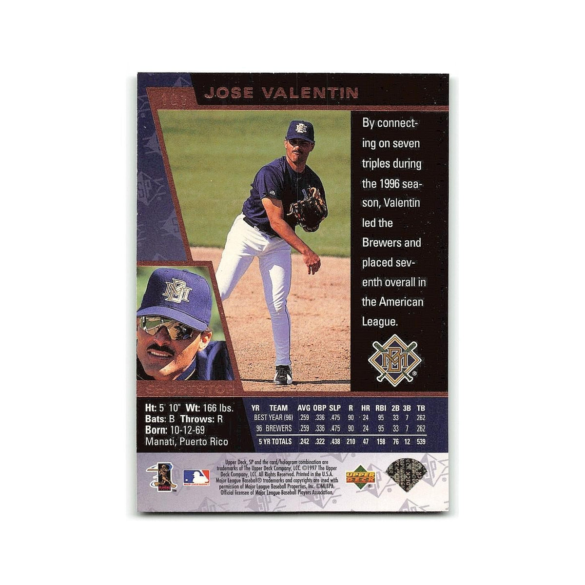 Jose  Valentin 1997 SP #101 Milwaukee Brewers Baseball Card NM