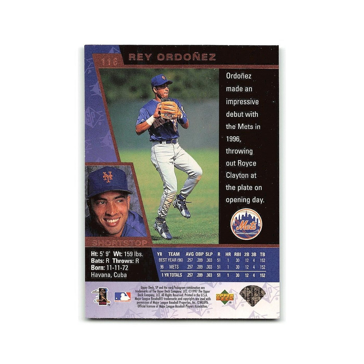Rey Ordonez 1997 SP #118 New York Mets Baseball Card NM