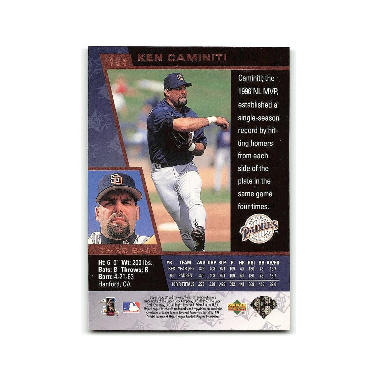 Ken Caminiti 1997 SP #154 San Diego Padres Baseball Card NM