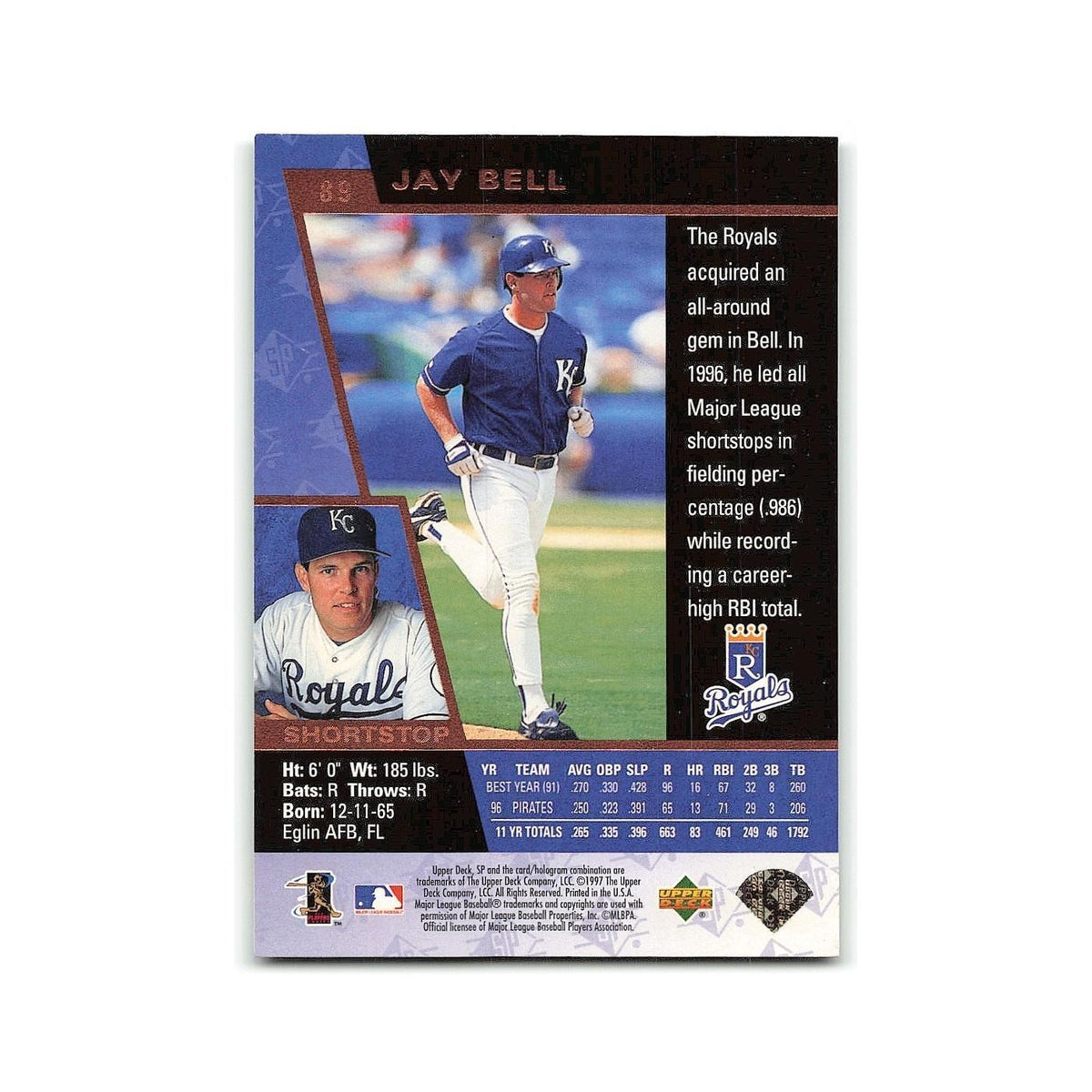 Jay Bell 1997 SP #89 Kansas City Royals Baseball Card NM