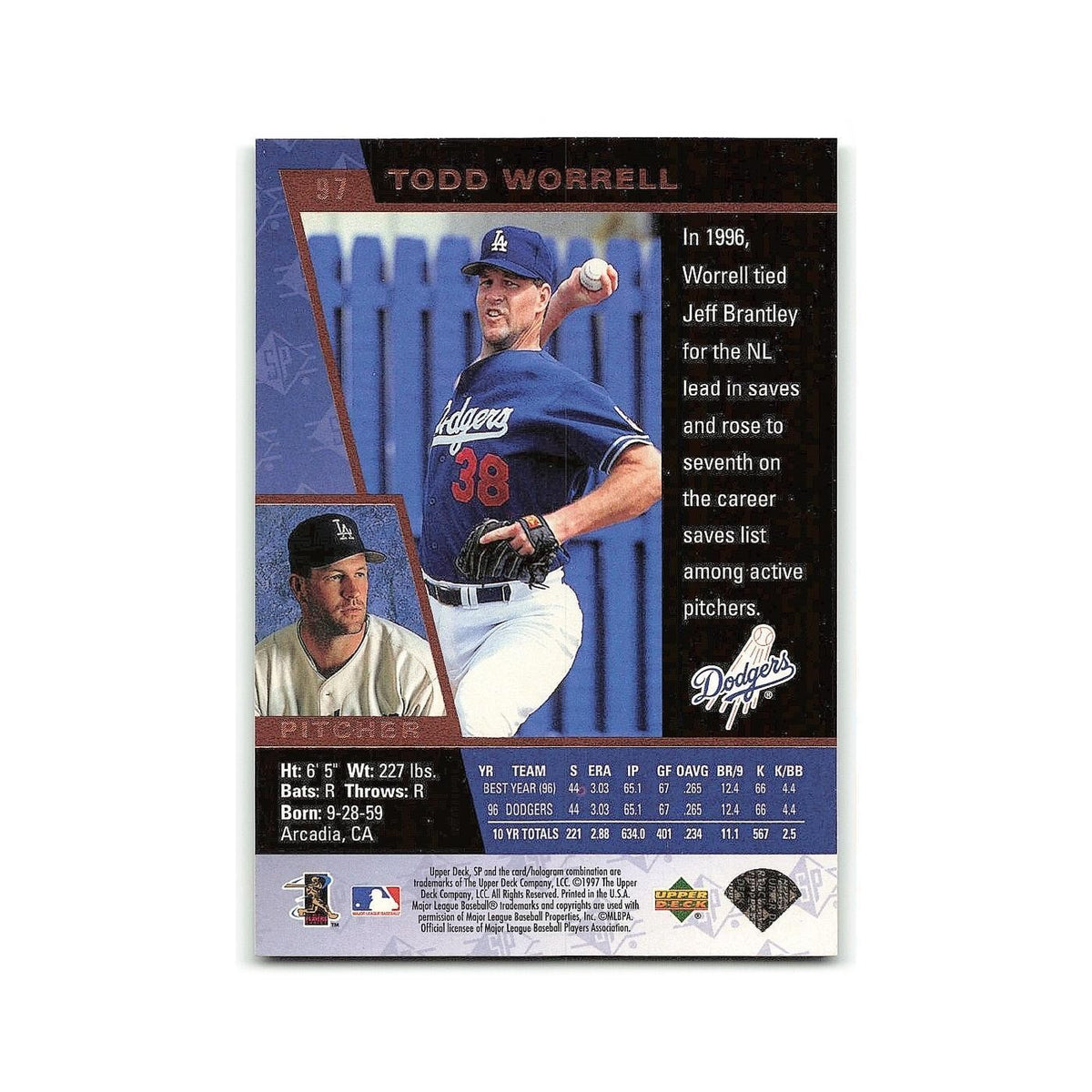 Todd Worrell 1997 SP #97 Los Angeles Dodgers Baseball Card NM