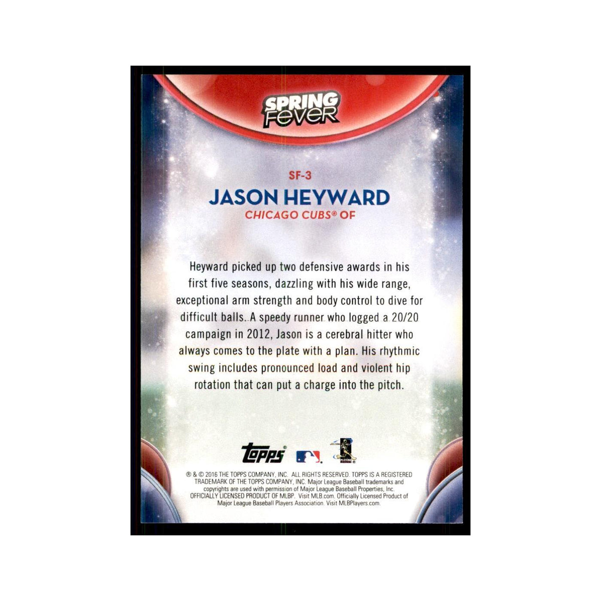 2016 Topps Spring Fever Jason Heyward Baseball Cards #SF-3
