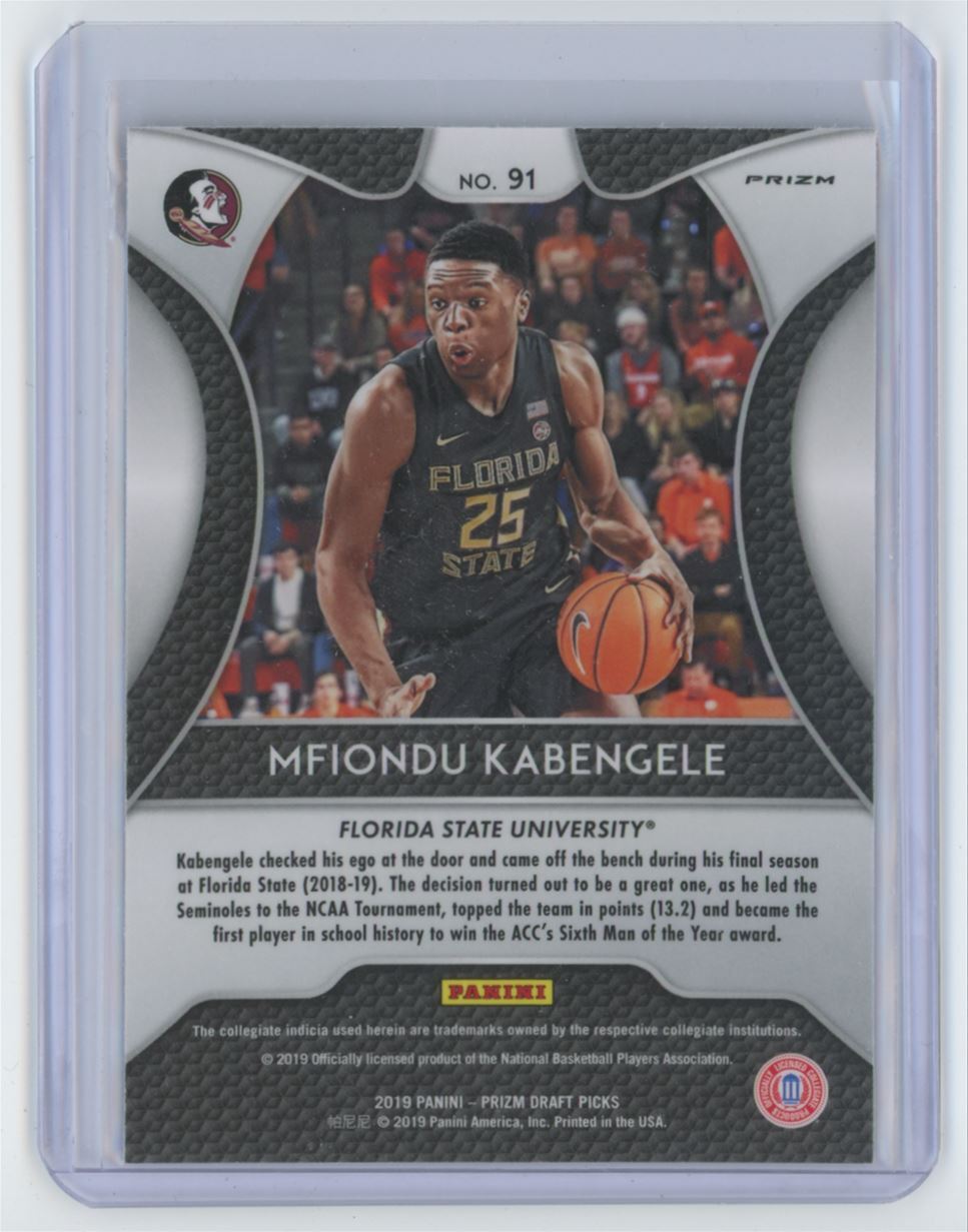 2019-20 Panini Prizm Draft Picks Mfiondu Kabengele Silver Prizm Rookie .