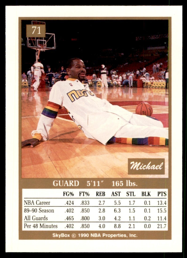 1990-91 SkyBox Michael Adams . Denver Nuggets #71